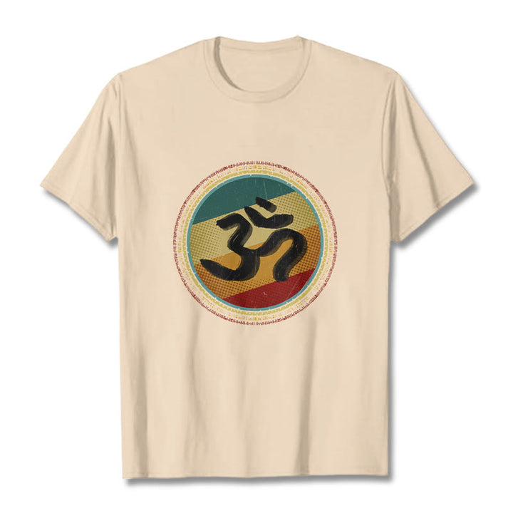 Buddha Stones Vibrant Color Simple Circular Mandala Pattern Om Symbol Tee Cotton T-shirt - Bisque - 2XL - image 8