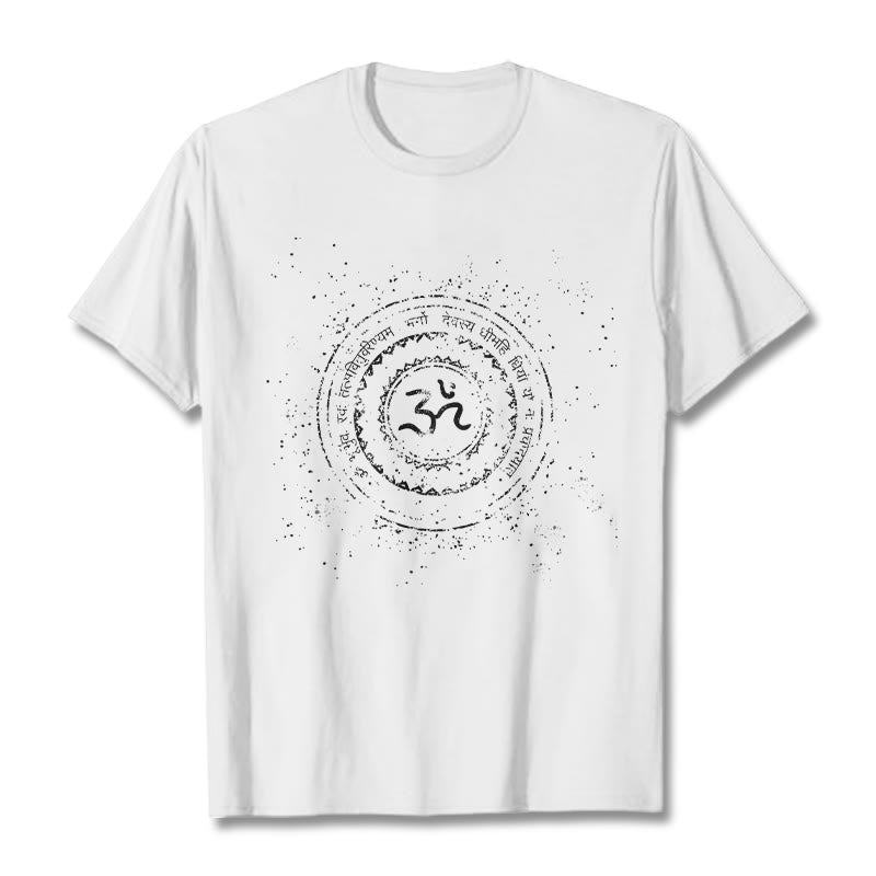 Buddha Stones Mandala Om Symbol Mantra Pattern Tee Cotton T-shirt - White - 2XL - image 0