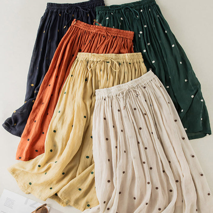 Buddha Stones Artistic Vintage Dot Pattern Women's Pleated Skirt - image 31