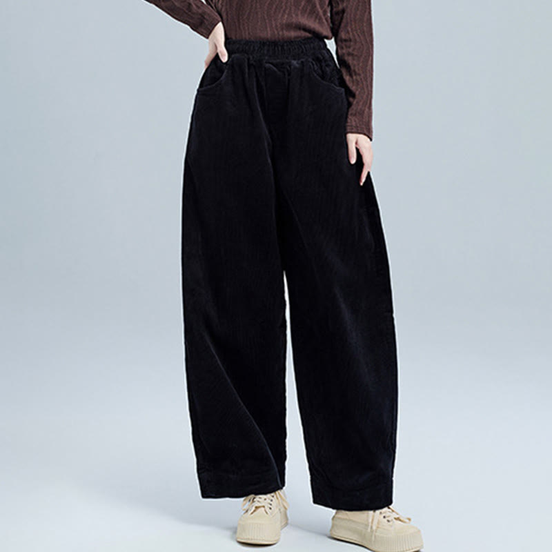 Buddha Stones Women's Fall Plain Ankle-Length Simple Design Corduroy Pants With Pockets - image 2