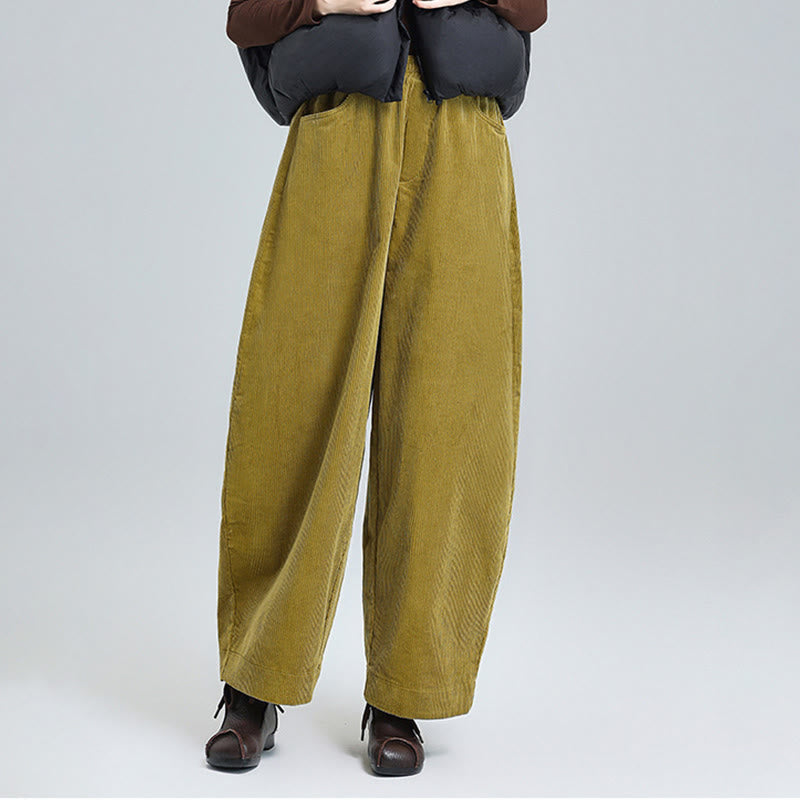 Buddha Stones Women's Fall Plain Ankle-Length Simple Design Corduroy Pants With Pockets - image 10