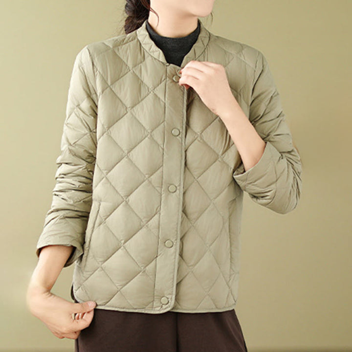 Buddha Stones Women's Fall Long Sleeve Diamond Quilted Design Cotton Thermal Jacket With Pockets - image 24
