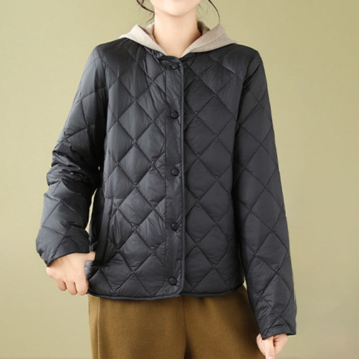 Buddha Stones Women's Fall Long Sleeve Diamond Quilted Design Cotton Thermal Jacket With Pockets - image 16