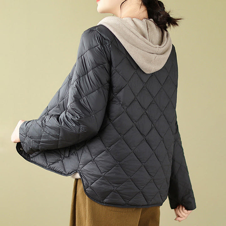 Buddha Stones Women's Fall Long Sleeve Diamond Quilted Design Cotton Thermal Jacket With Pockets - image 14