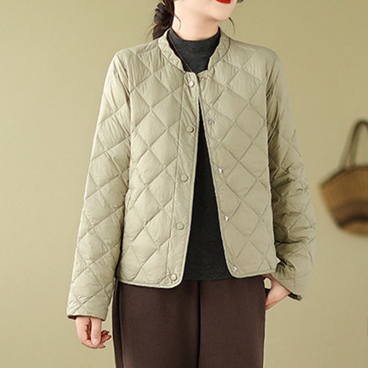 Buddha Stones Women's Fall Long Sleeve Diamond Quilted Design Cotton Thermal Jacket With Pockets - image 23