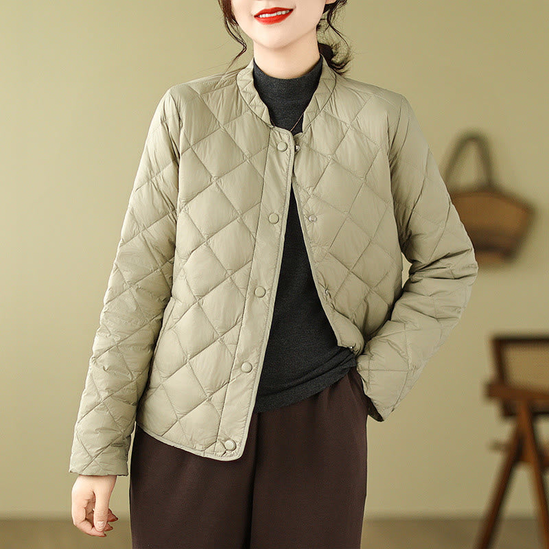 Buddha Stones Women's Fall Long Sleeve Diamond Quilted Design Cotton Thermal Jacket With Pockets - DarkKhaki - US8-10，UK/AU12-14，EU40-42 (2XL) - image 20