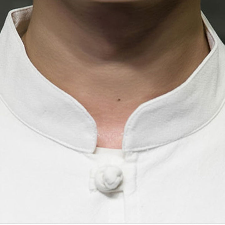 Buddha Stones Simple Tang Suit Plain Chinese Frog-Button Men's Cotton Long Sleeve Jacket Shirt - image 20