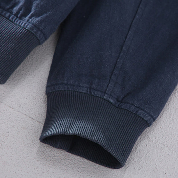 Buddha Stones Winter Zipper Design Stand Collar Men's Cotton Linen Long Sleeve Jacket With Pockets - image 9