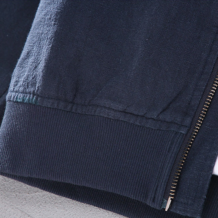 Buddha Stones Winter Zipper Design Stand Collar Men's Cotton Linen Long Sleeve Jacket With Pockets - image 10