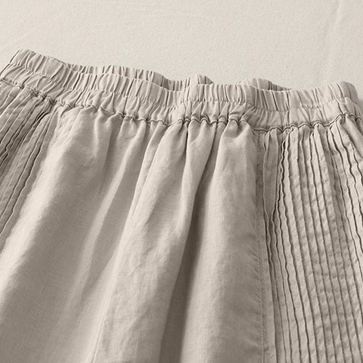 Buddha Stones Casual Plain Tucker Pleats Elastic Women's Polyester Wide Leg Pants With Pockets - image 14