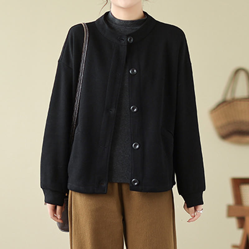 Buddha Stones Solid Color Women's Long Sleeve Jacket With Pockets - image 1