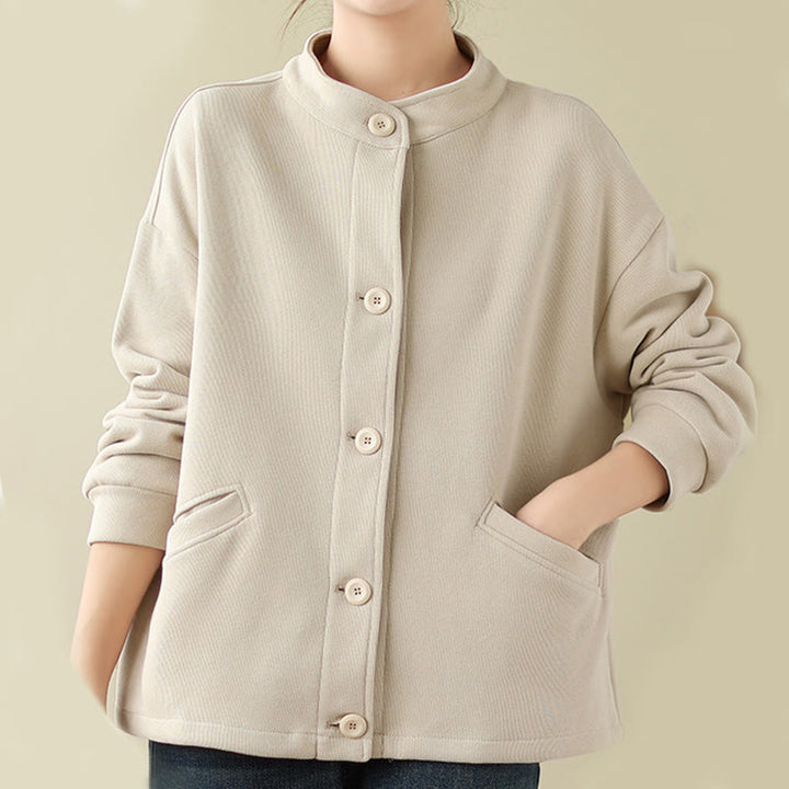 Buddha Stones Solid Color Women's Long Sleeve Jacket With Pockets - AntiqueWhite - US14，UK/AU18，EU46 (2XL) - image 13