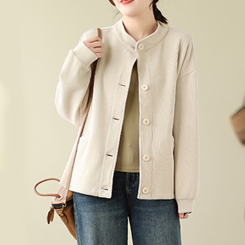 Buddha Stones Solid Color Women's Long Sleeve Jacket With Pockets - image 17