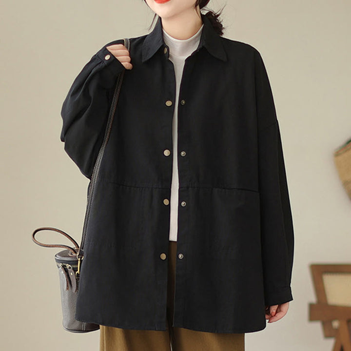 Buddha Stones Casual Solid Color Women's Long Sleeve Jacket With Pockets - image 18