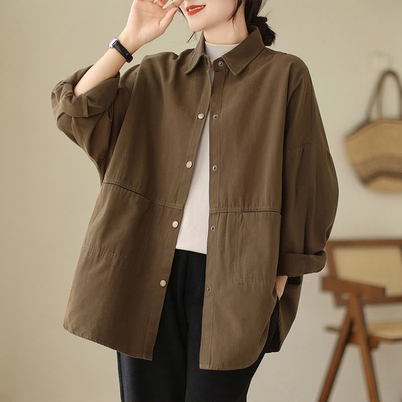 Buddha Stones Casual Solid Color Women's Long Sleeve Jacket With Pockets - image 23