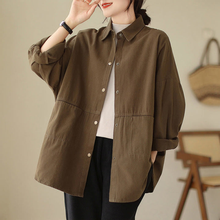 Buddha Stones Casual Solid Color Women's Long Sleeve Jacket With Pockets - image 23
