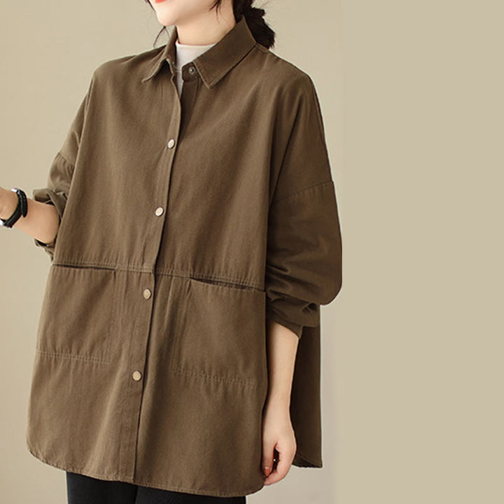 Buddha Stones Casual Solid Color Women's Long Sleeve Jacket With Pockets - image 26