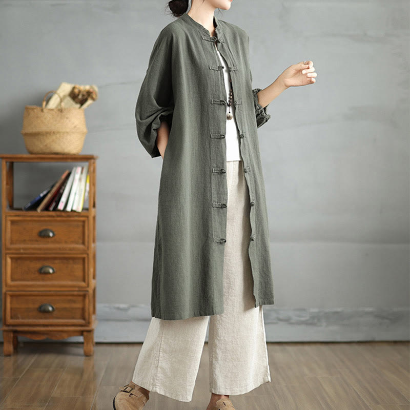 Buddha Stones Casual Frog-button Women's  Coat With Pockets - image 7