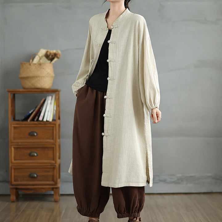 Buddha Stones Casual Frog-button Women's Cotton Linen Coat With Pockets - image 15
