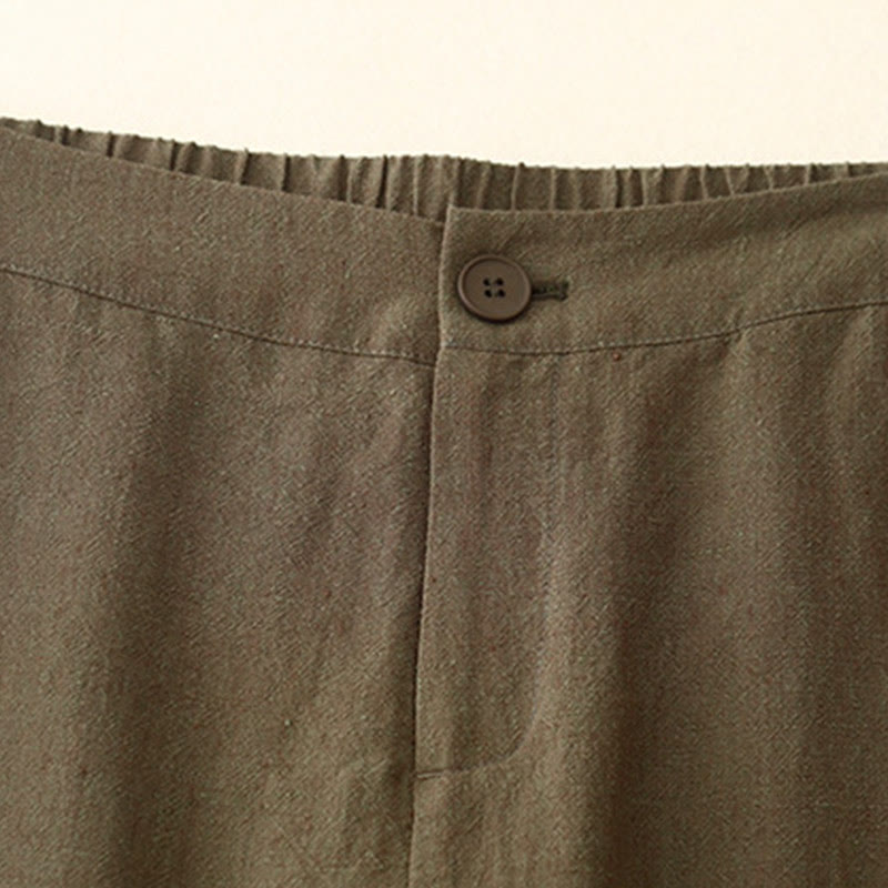 Buddha Stones Casual Plain Women's Elastic Waist  Wide Leg Pants With Pockets - image 2