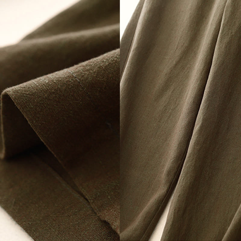 Buddha Stones Casual Plain Women's Elastic Waist  Wide Leg Pants With Pockets - image 4