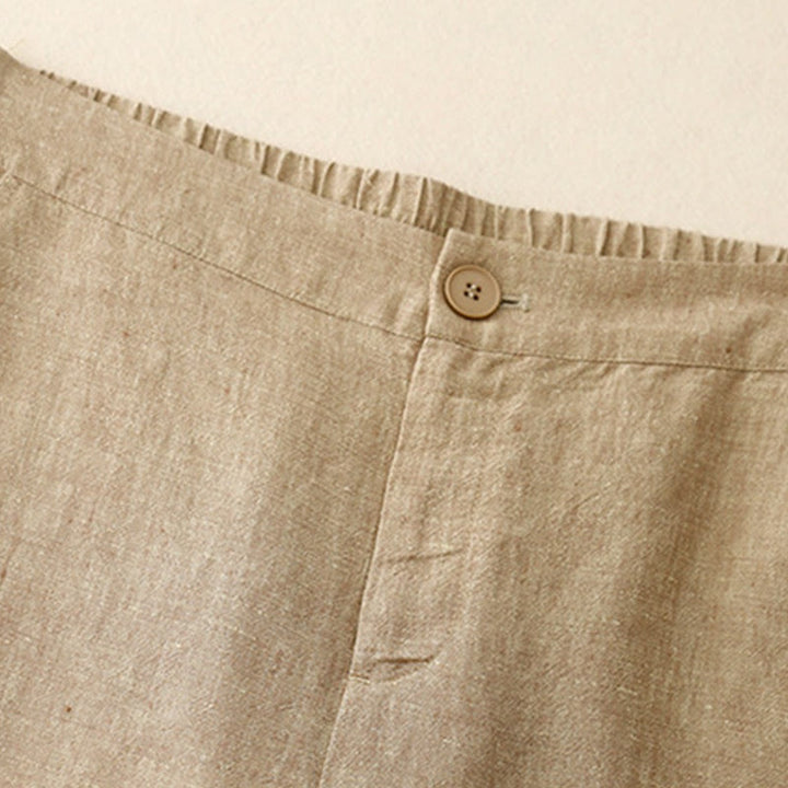 Buddha Stones Casual Plain Women's Elastic Waist  Wide Leg Pants With Pockets - image 8