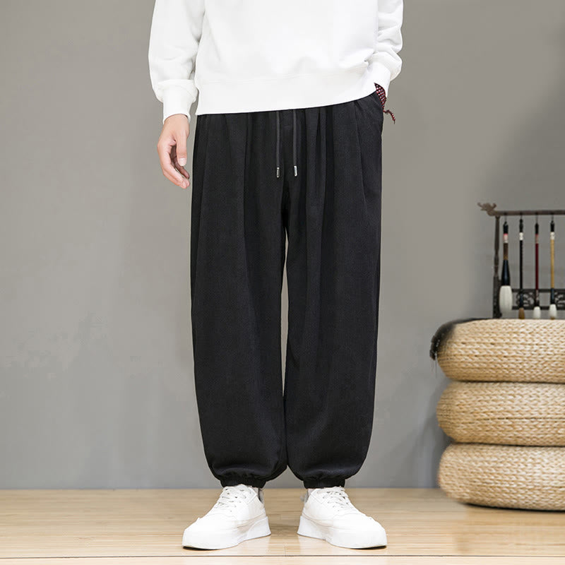 Buddha Stones Commute Plain Men's Thermal Fleece-Lined Ankle-Length Pants With Pockets - Black - US/UK/AU46，EU56 (5XL) - image 8