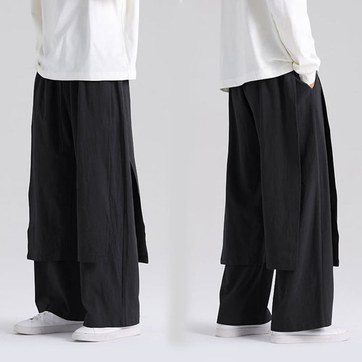 Buddha Stones Plain Patchwork Design Men's Cotton Pants With Pockets - image 17