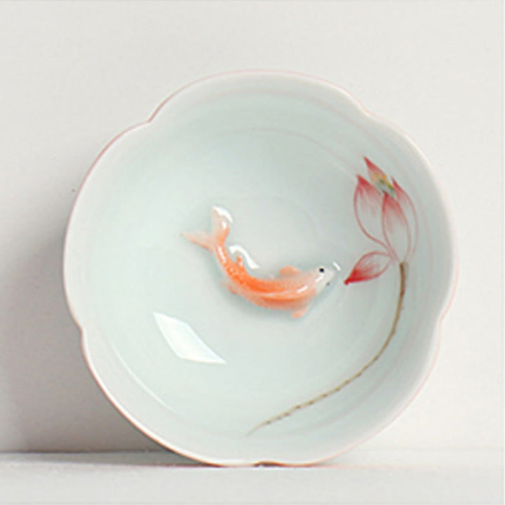 Buddha Stones Koi Fish Lotus Hand Teacup Kung Fu Tea Cup - image 1