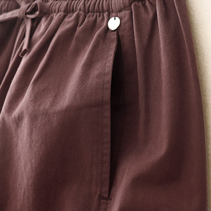 Buddha Stones Plain 7-8 Length Women's Harem Cotton Pants With Pockets - image 10