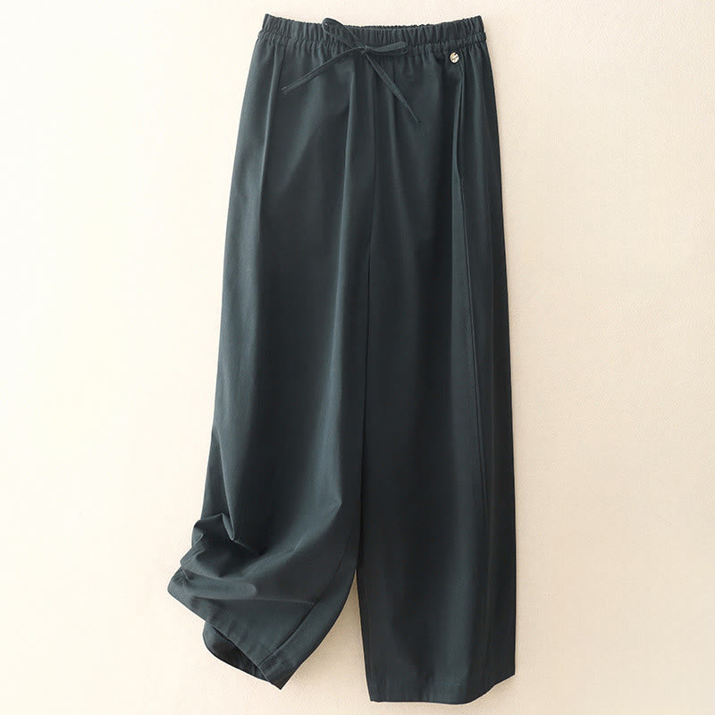 Buddha Stones Plain 7-8 Length Women's Harem Cotton Pants With Pockets - DarkSlateGray - US8-10，UK/AU12-14，EU40-42 (2XL) - image 17