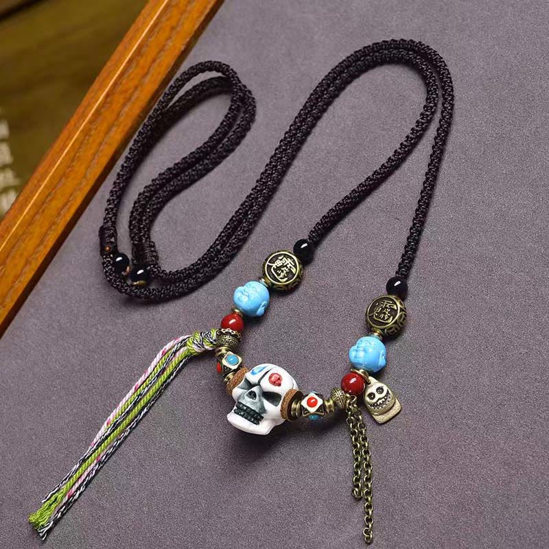 Buddha Stones Tibetan Skull The Lord Of The Corpse Forest Keep Away Evil Spirits Necklace Pendant - White Skull - image 4