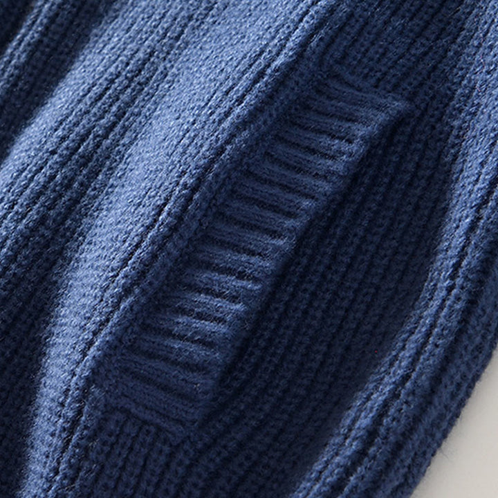 Buddha Stones Winter Solid Color Zipper Knit Cardigan Men's Long Sleeve Cotton Jacket With Pockets - image 3