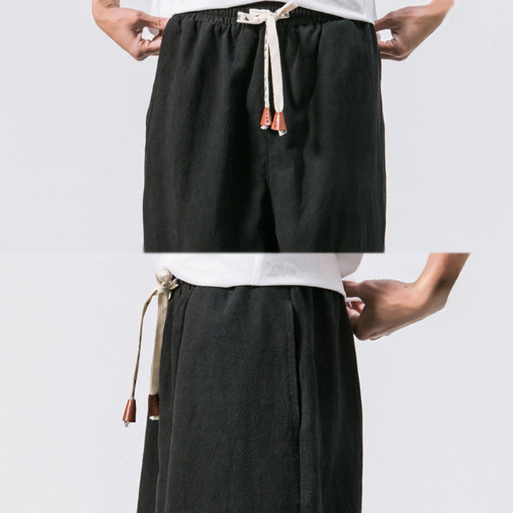 Buddha Stones Men's Plain Simple Drawstring Design Cotton Harem Pants With Pockets - image 16