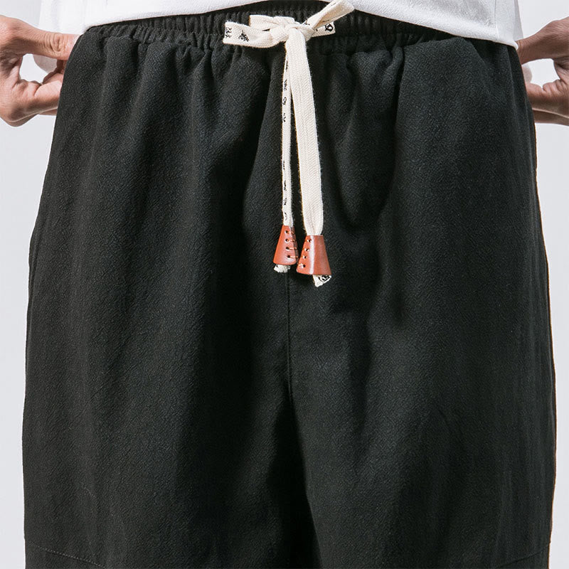 Buddha Stones Men's Plain Simple Drawstring Design Cotton Harem Pants With Pockets - image 14