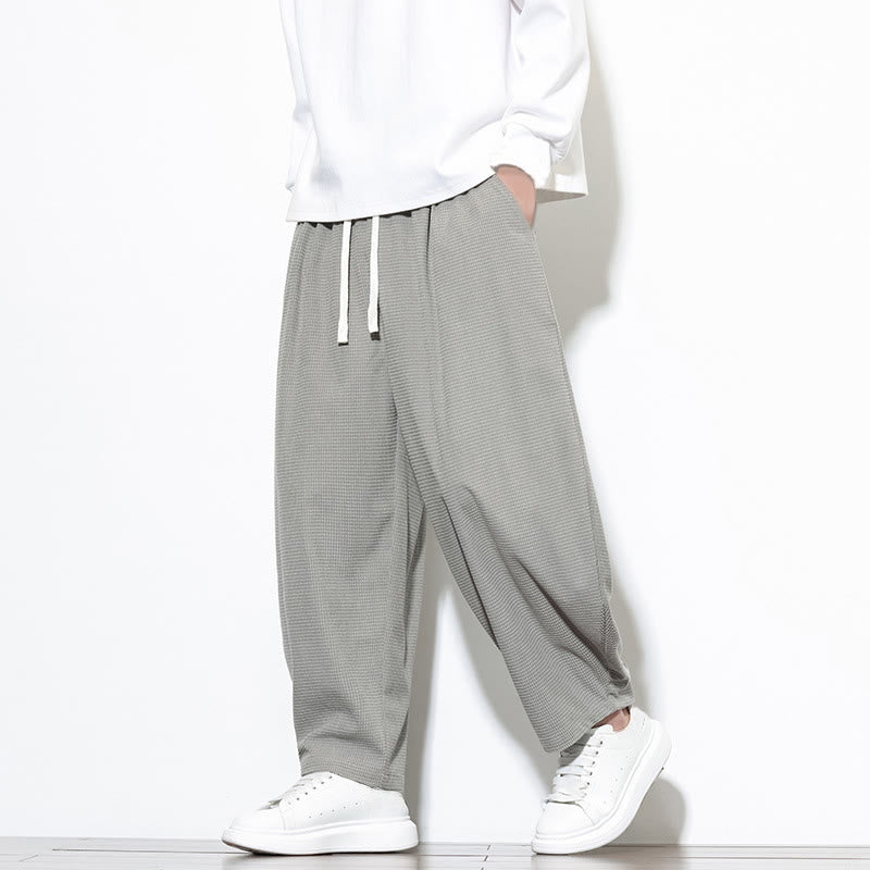 Buddha Stones Men's Plain Pure Cotton Corduroy Ankle-Length Harem Pants With Pockets - LightGrey - US/UK/AU46，EU56 (5XL) - image 8