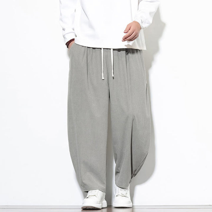 Buddha Stones Men's Plain Pure Cotton Corduroy Ankle-Length Harem Pants With Pockets - image 15