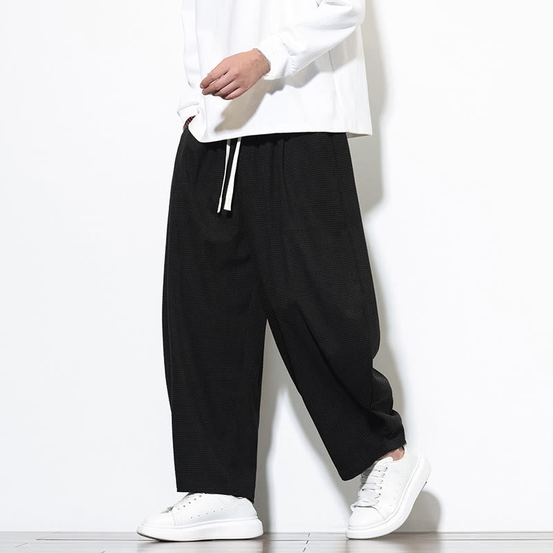 Buddha Stones Men's Plain Pure Cotton Corduroy Ankle-Length Harem Pants With Pockets - image 21