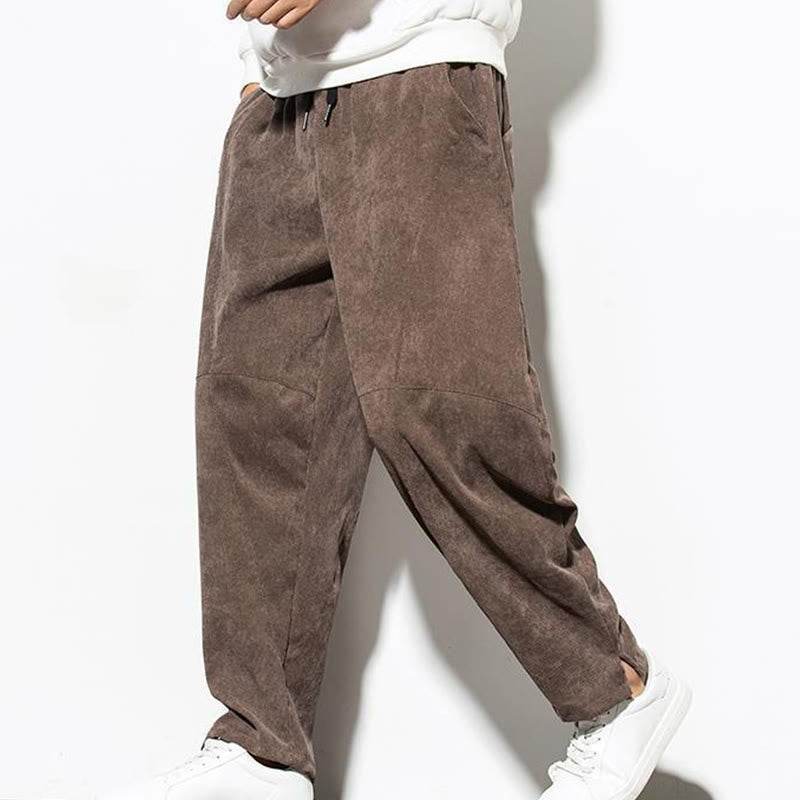 Buddha Stones Fall Pure Color Men's Cotton Corduroy Tapered Pants With Pockets - image 26
