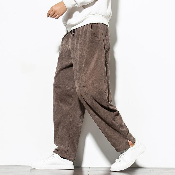 Buddha Stones Fall Pure Color Men's Cotton Corduroy Tapered Pants With Pockets - image 25
