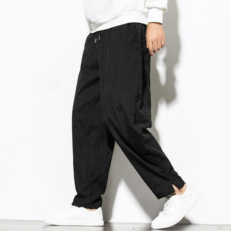Buddha Stones Fall Pure Color Men's Cotton Corduroy Tapered Pants With Pockets - image 13