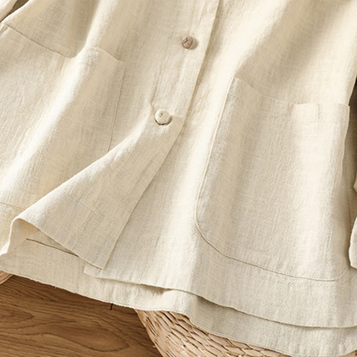 Buddha Stones Casual Frog-button Women's Long Sleeve Cotton Polyester Shirt With Pockets - image 6