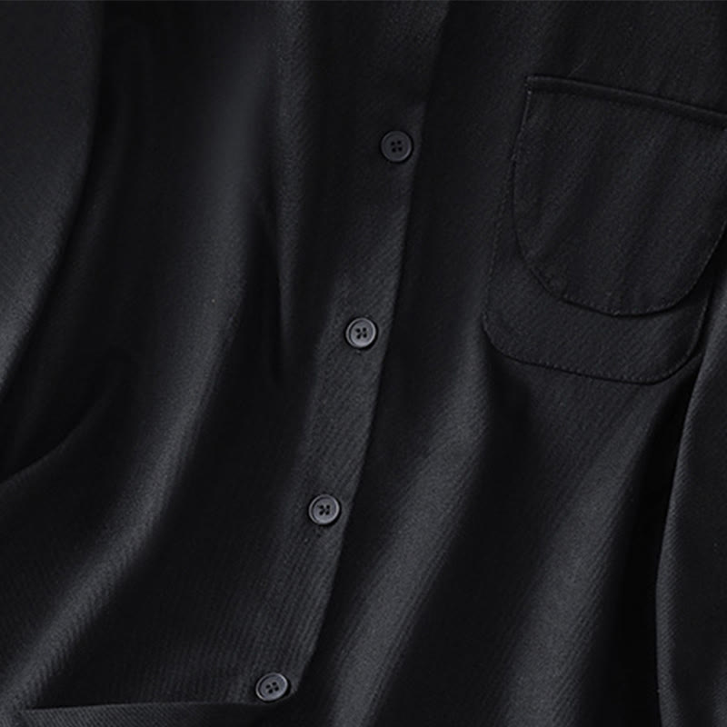 Buddha Stones Casual Women's Long Sleeve Stand Collar Cotton Shirt With Pockets - image 13