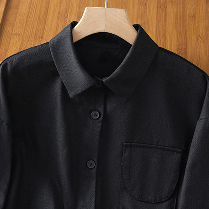 Buddha Stones Casual Women's Long Sleeve Stand Collar Cotton Shirt With Pockets - image 14