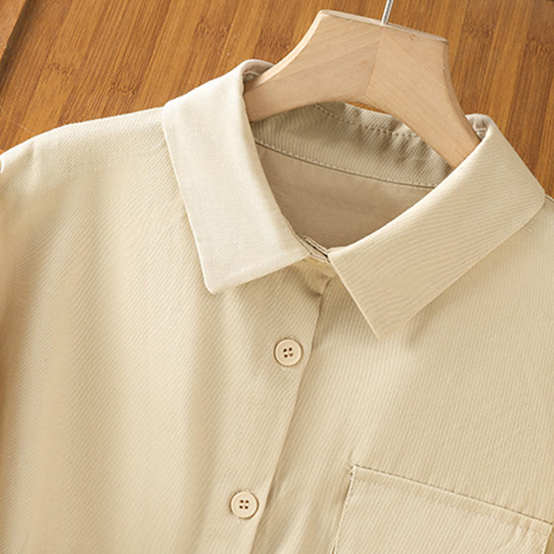 Buddha Stones Casual Women's Long Sleeve Stand Collar Cotton Shirt With Pockets - image 20
