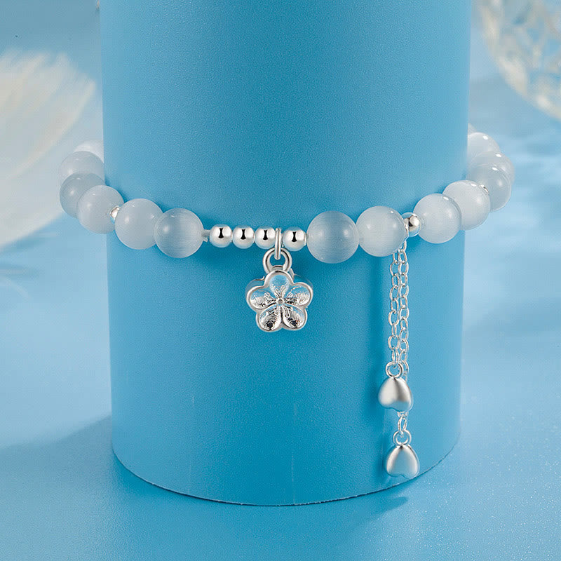 Buddha Stones Natural Cat's Eye Cherry Blossom Peace Bracelet - image 4