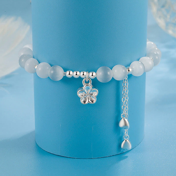 Buddha Stones Natural Cat's Eye Cherry Blossom Peace Bracelet - image 4