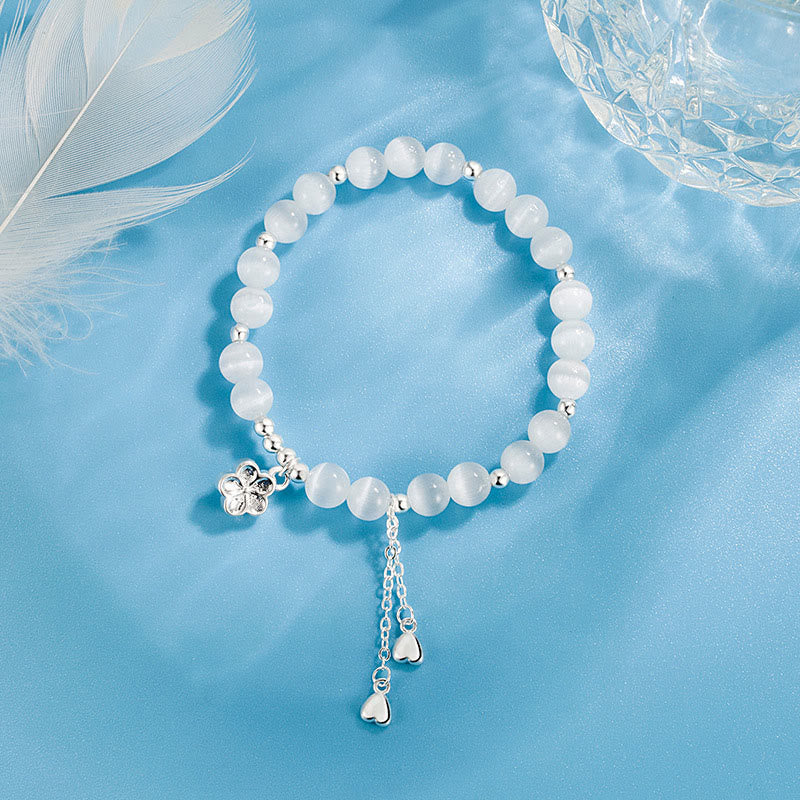 Buddha Stones Natural Cat's Eye Cherry Blossom Peace Bracelet - image 2