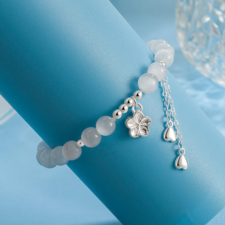 Buddha Stones Natural Cat's Eye Cherry Blossom Peace Bracelet - image 3