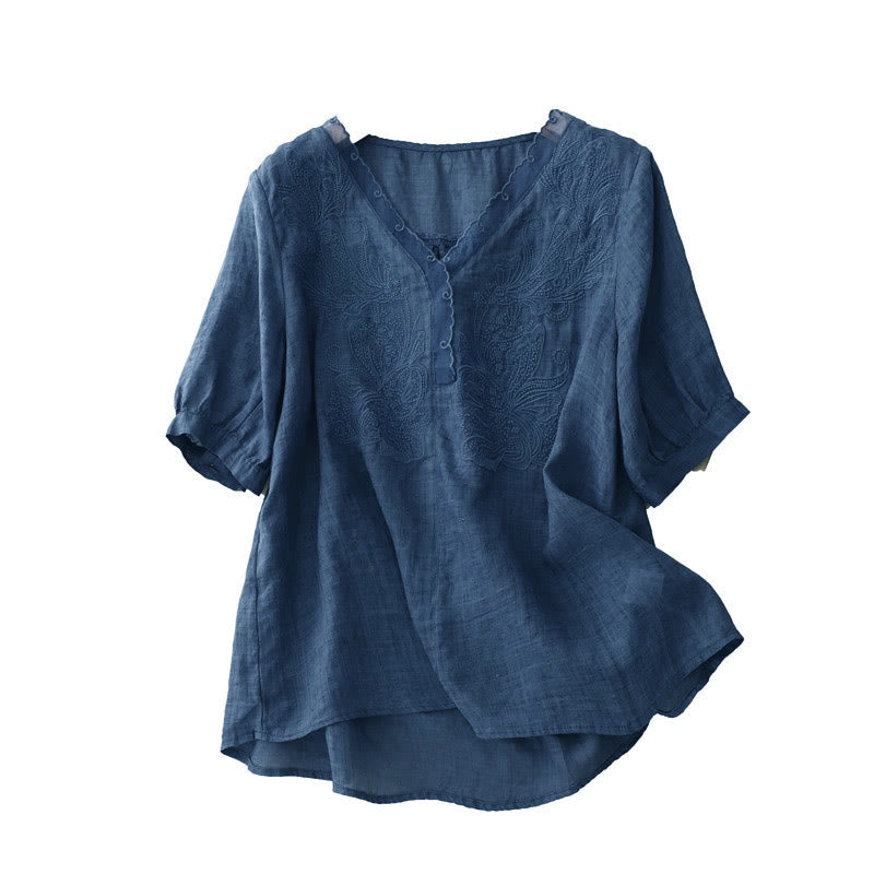 Buddha Stones V-Neck Butterfly Women's Half Sleeve Shirt - image 22